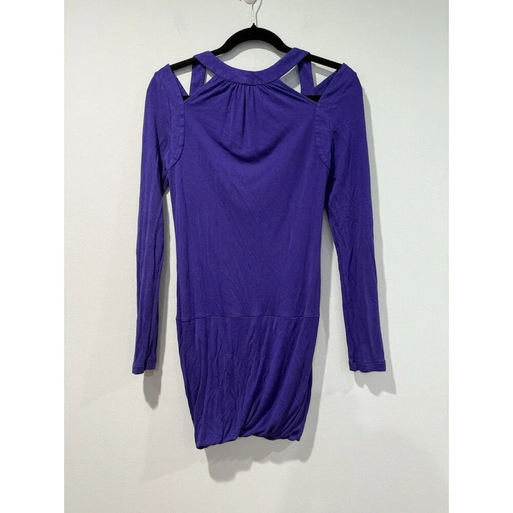 BCBGMaxazria Mini Dress XS Cold Shoulder Party Club Y2K Stretch Minimal 2000s
